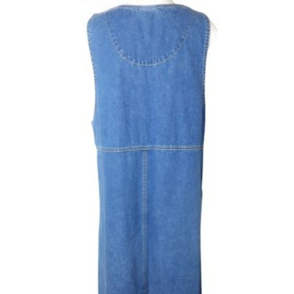 90s Vintage Blue Jean Denim Maxi Jumper / Size 8-10 - Picture 7 of 7